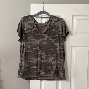 Camo V-Neck Women's Top